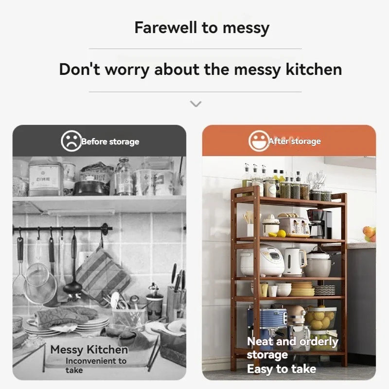 Kitchen Shelf, Floor Standing Multi-Shelves, Use to Store Kitchen Equipment, Food items