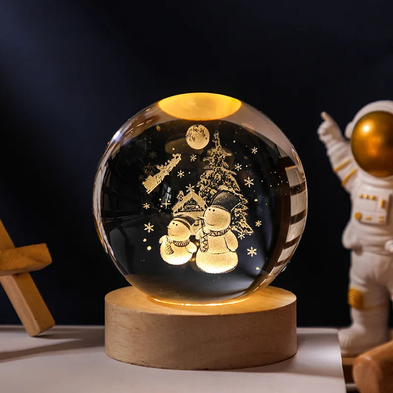 3D Glowing Planetary Crystal Ball Night Light
