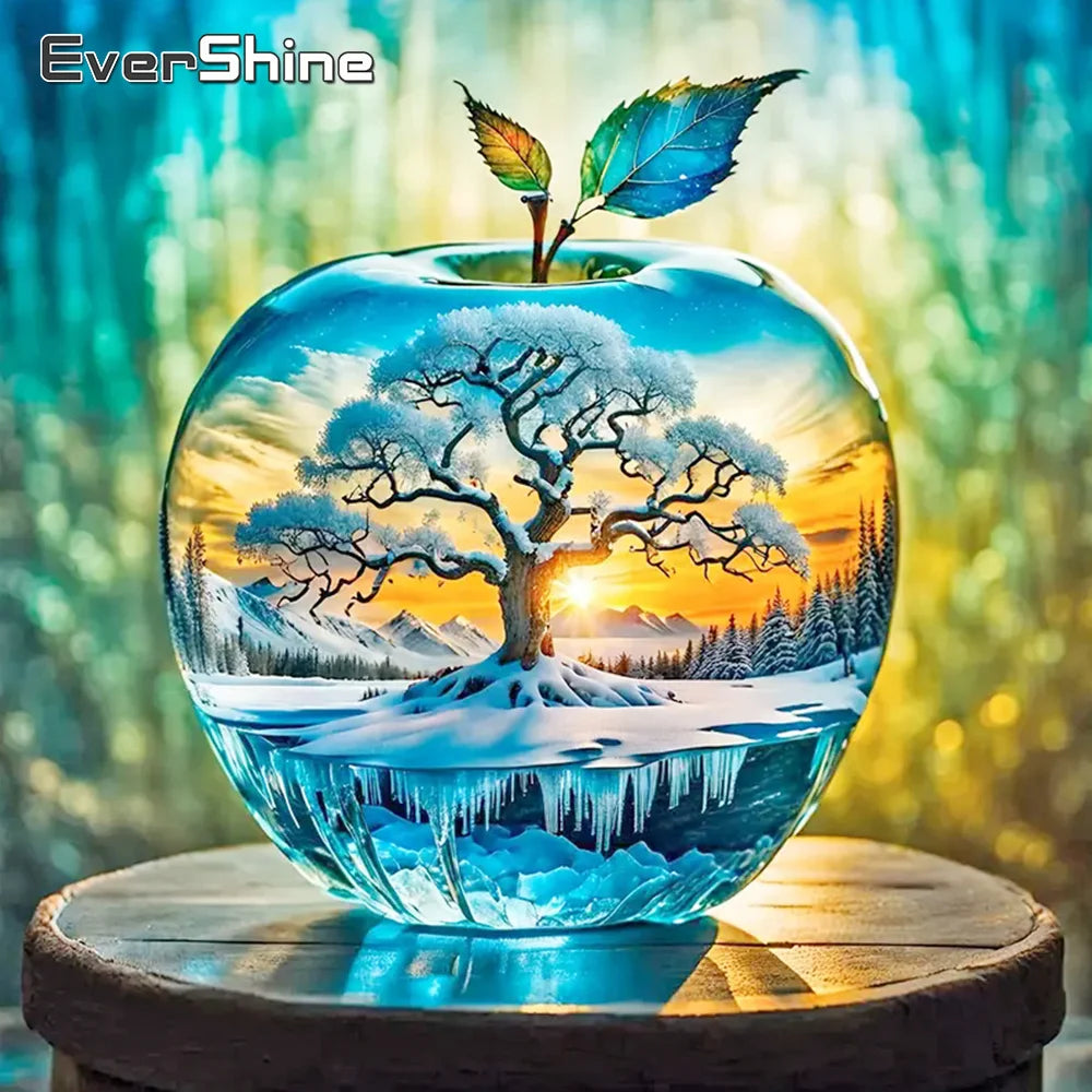 Evershine 5D Diamond Painting, Apple Diamond Mosaic Snow Landscape, Rhinestones