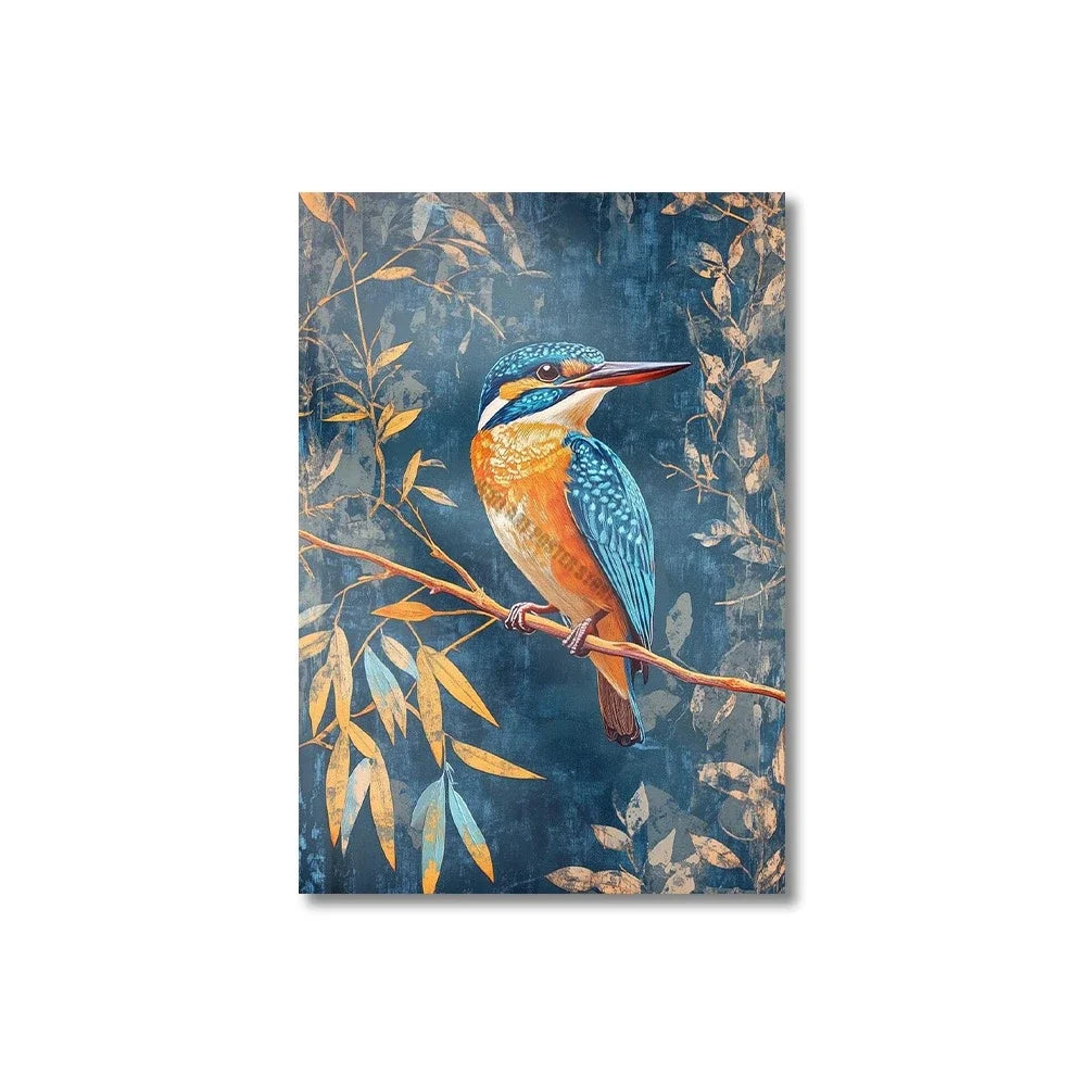 Vintage Bird Art Print Poster Antique Bird Sketch Wall Art Canvas Painting Vintage Country Bird Neutral Farmhouse Room Decor