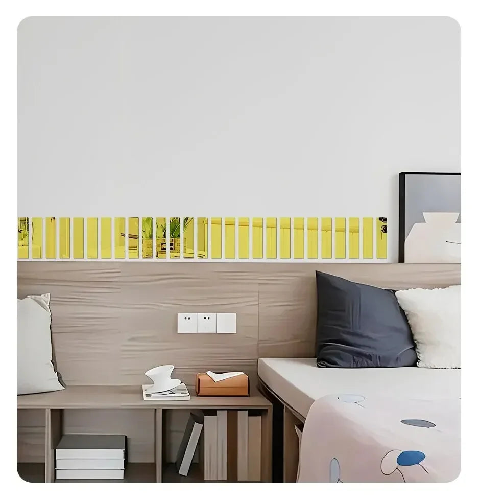 10pcs Strip Wall Mirrors Self-Adhesive Decorative Strips For The Home.