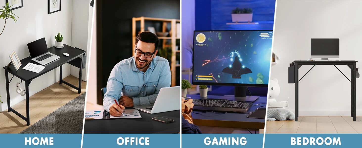 Computer Desk, Writing, Office, Gaming, Compact, Easy Assembly