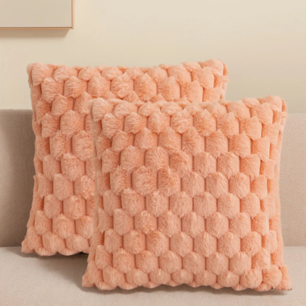 Pack Of Two Artificial Plush Fur. Decorative Throw Pillows. No Pillow Core
 ﻿