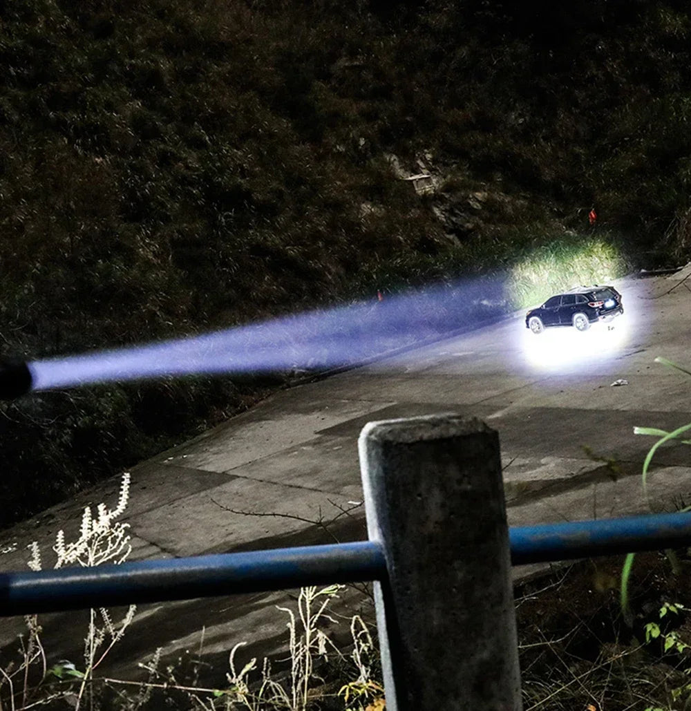 Rechargeable LED Flashlight Zoomable Torch COB Side Led 7 Modes Waterproof High Power, Outdoor