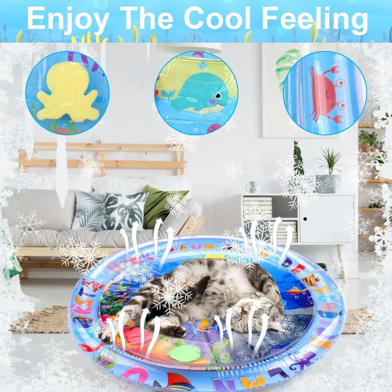Pet Water Sensory Interactive Self Play Toy for Cats and Small Dogs Thickened Cooling Pad
