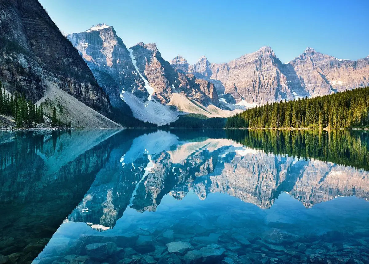 Green Forest Mountain Deep Blue Lake Bring Beauty Into Your Home