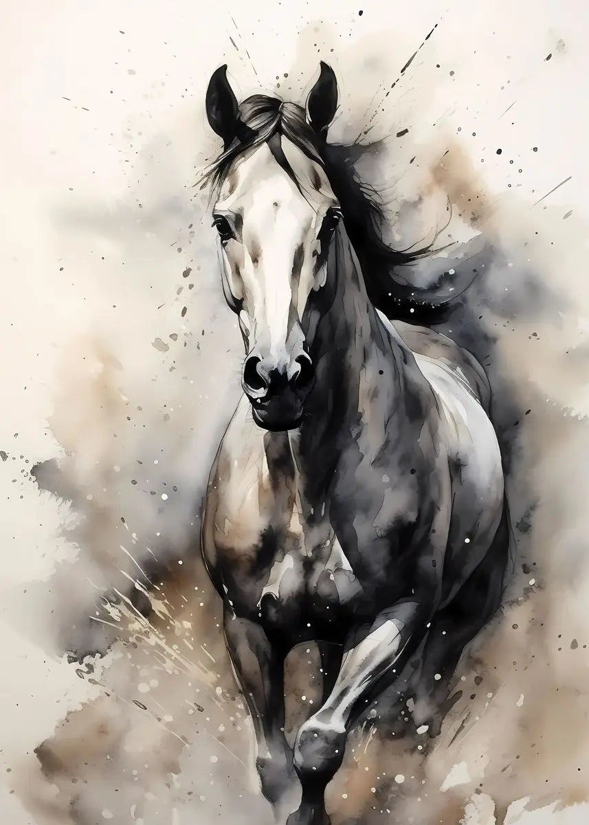 Watercolors Of Various Styles Horses Canvas Wall Art