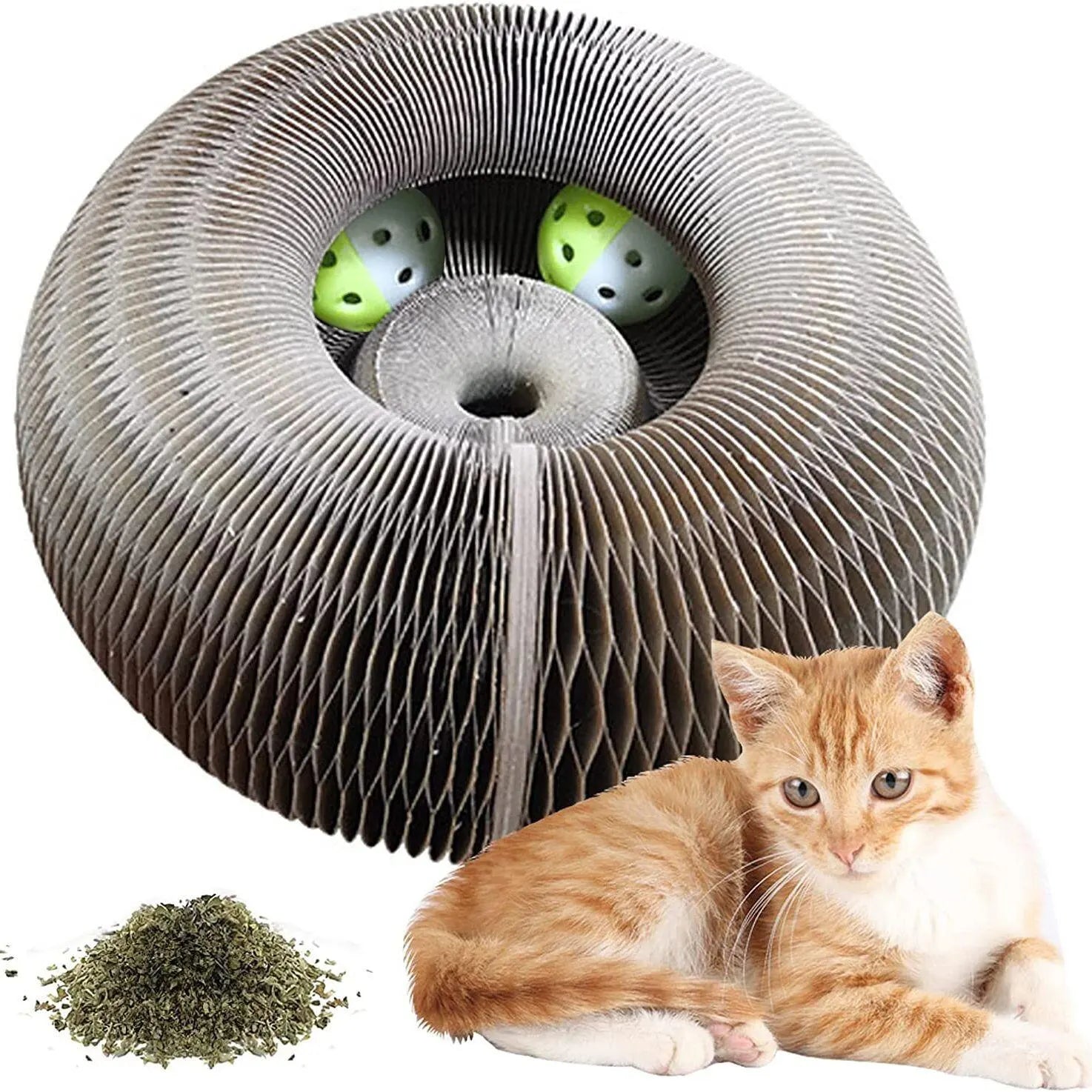 Magic Cat Scratch Organ Board Cat Toy with Ball  Cat Climbing Frame Round Corrugated Cat Scratching Toy