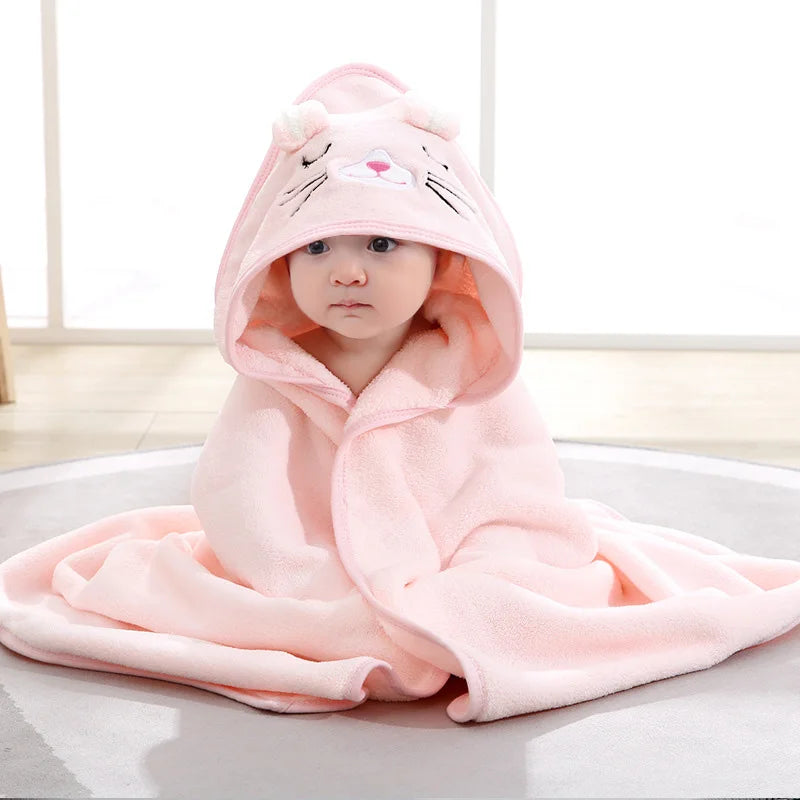 Cartoon Animal Hooded Bath Towel, Use As Blanket, Bathrobe, Swaddle