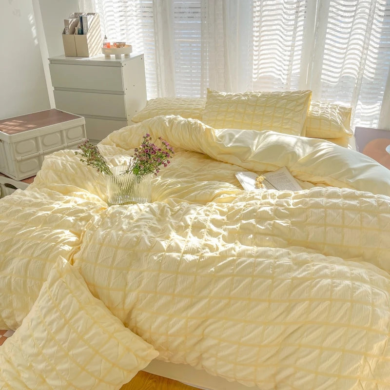 Simple Solid-Color Puffon Quilt Cover