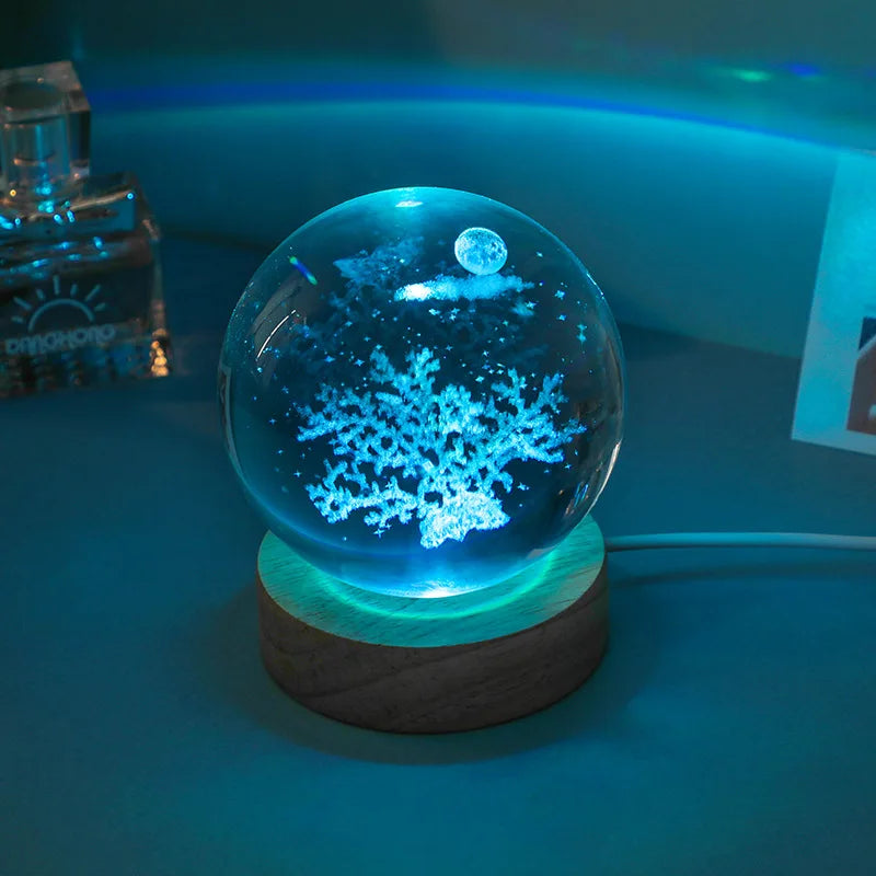 3D Glowing Planetary Crystal Ball Night Light