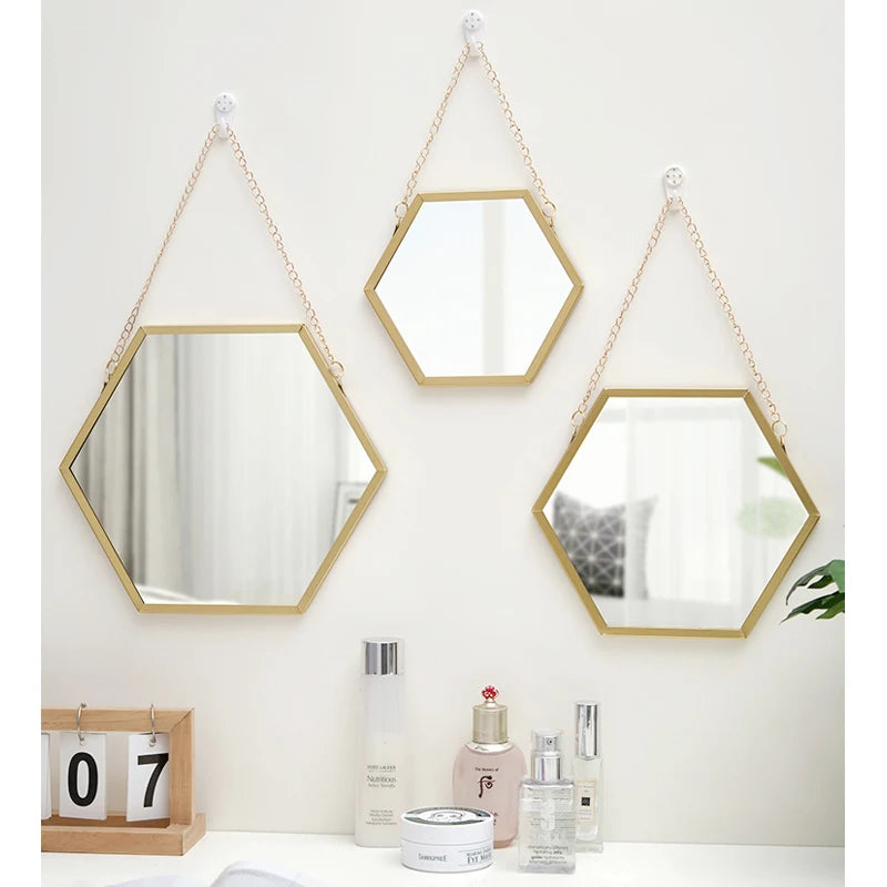 Hexagon Shaped Mirrors Wall Decor