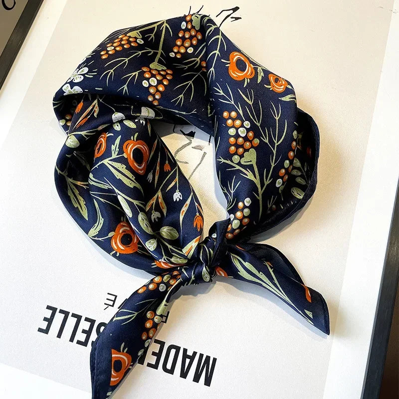 Scarf 100% Silk Bandana Women Square Scarves, Luxury High Quality