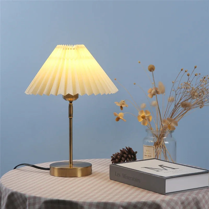 Table Lamp With Pleated Shade, LED