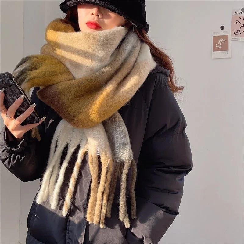 2025 Winter Thick Warm Scarf , Plaids different colors