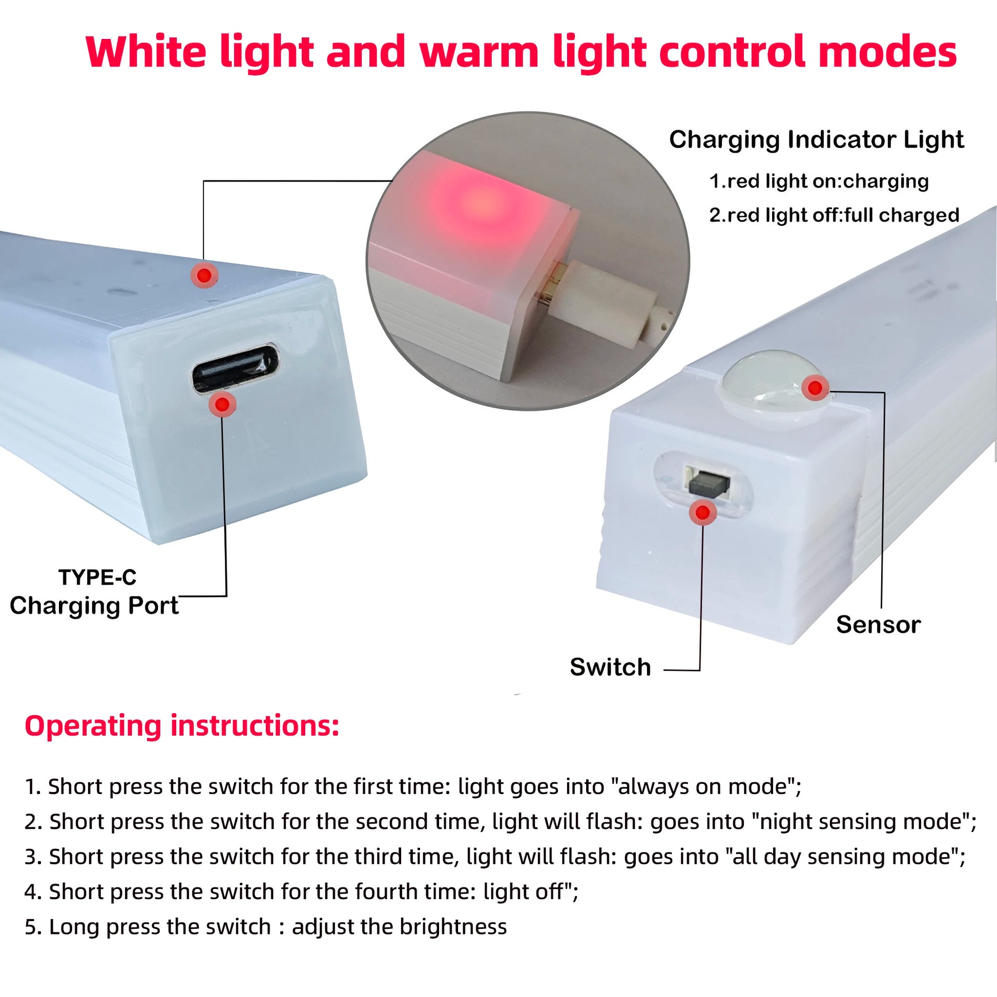Wireless Rechargeable LED Night Lights, Motion Sensor, Lights Closet, Kitchen, Bedroom, Stairs
