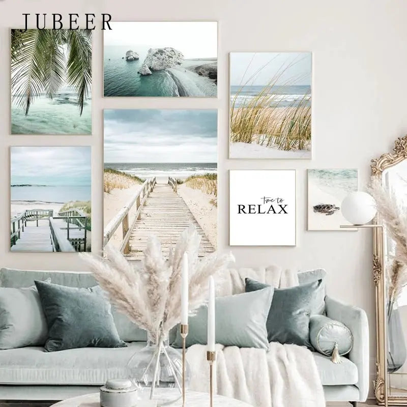 Beaches Weaves Ocean Seagulls Turtles Beautiful Canvas Paintings