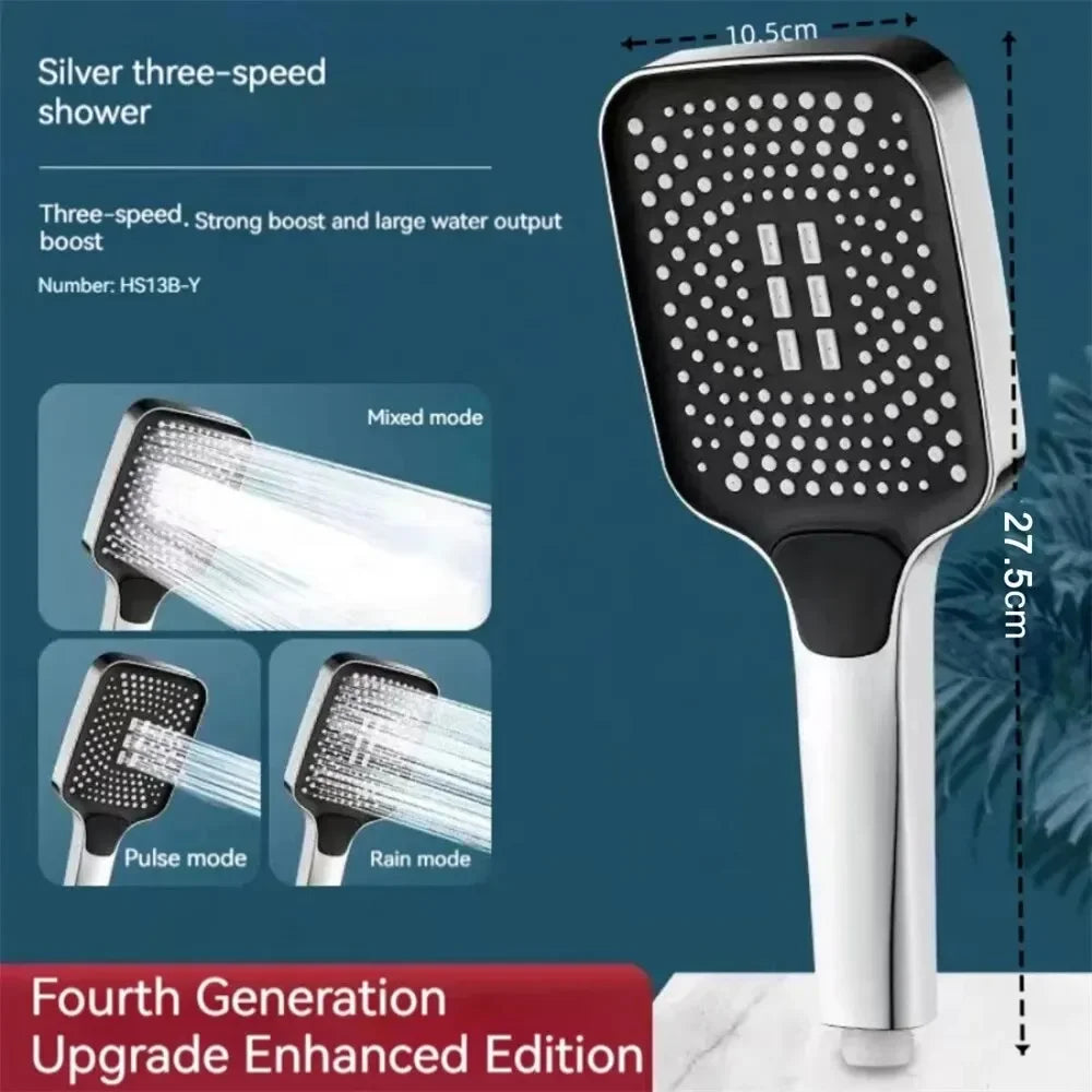 Adjustable Shower Head. 3 Modes: Pulse, Rain, and Mix.  Water Saving
