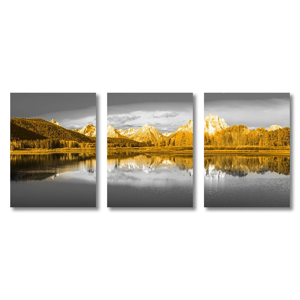 3PCS Frameless Canvas Paintings, Sunset beach, Beautiful Colors