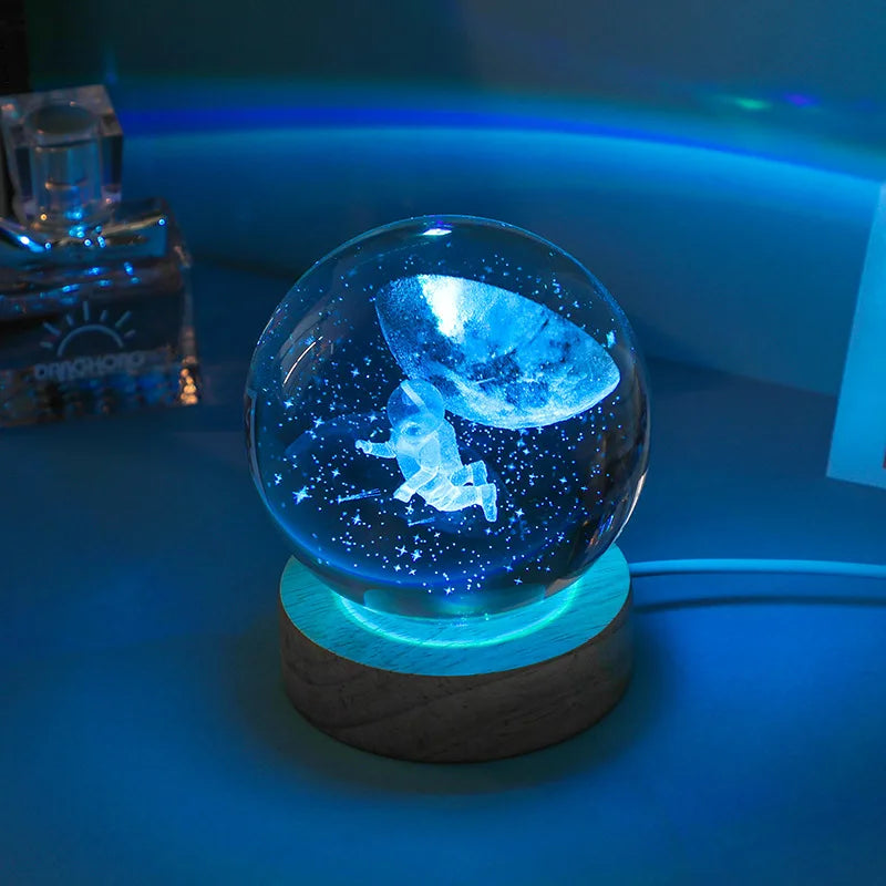 3D Glowing Planetary Crystal Ball Night Light