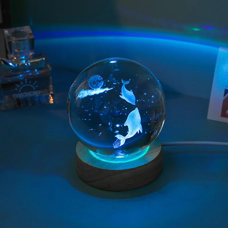 3D Glowing Planetary Crystal Ball Night Light