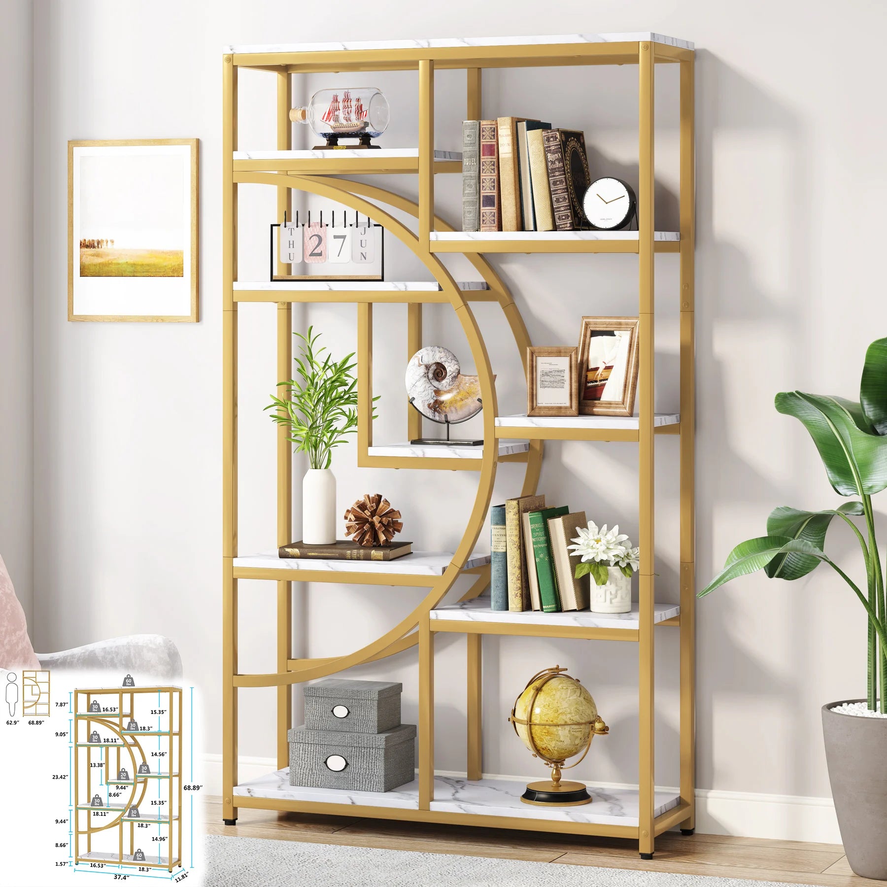 Tribesigns Bookcase, Organizer Display Rack with 8 Open Shelves