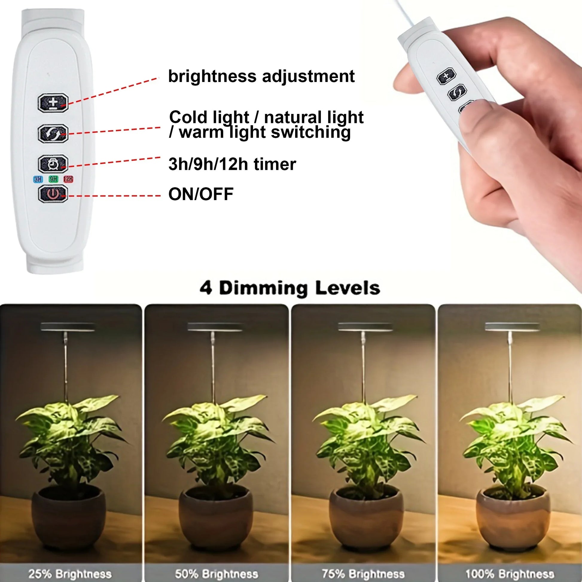 Full Spectrum LED Grow Light Indoor Adjustable, Timer, USB Powered