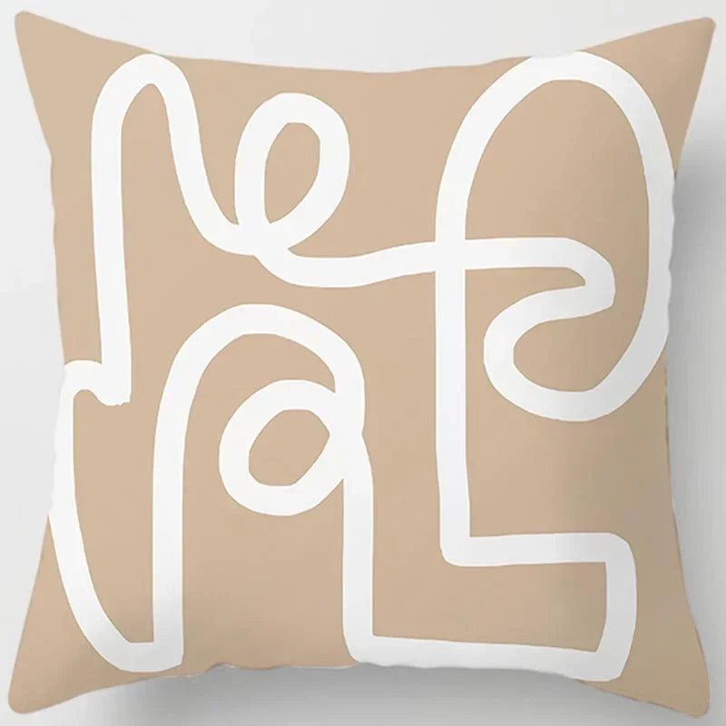 Brown Geometric Print Square Pillowcase Home Goods Car Sofa Cushion Cover