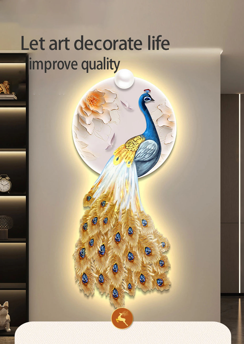 Peacock Decorative Painting LED Lights Hanging Murals