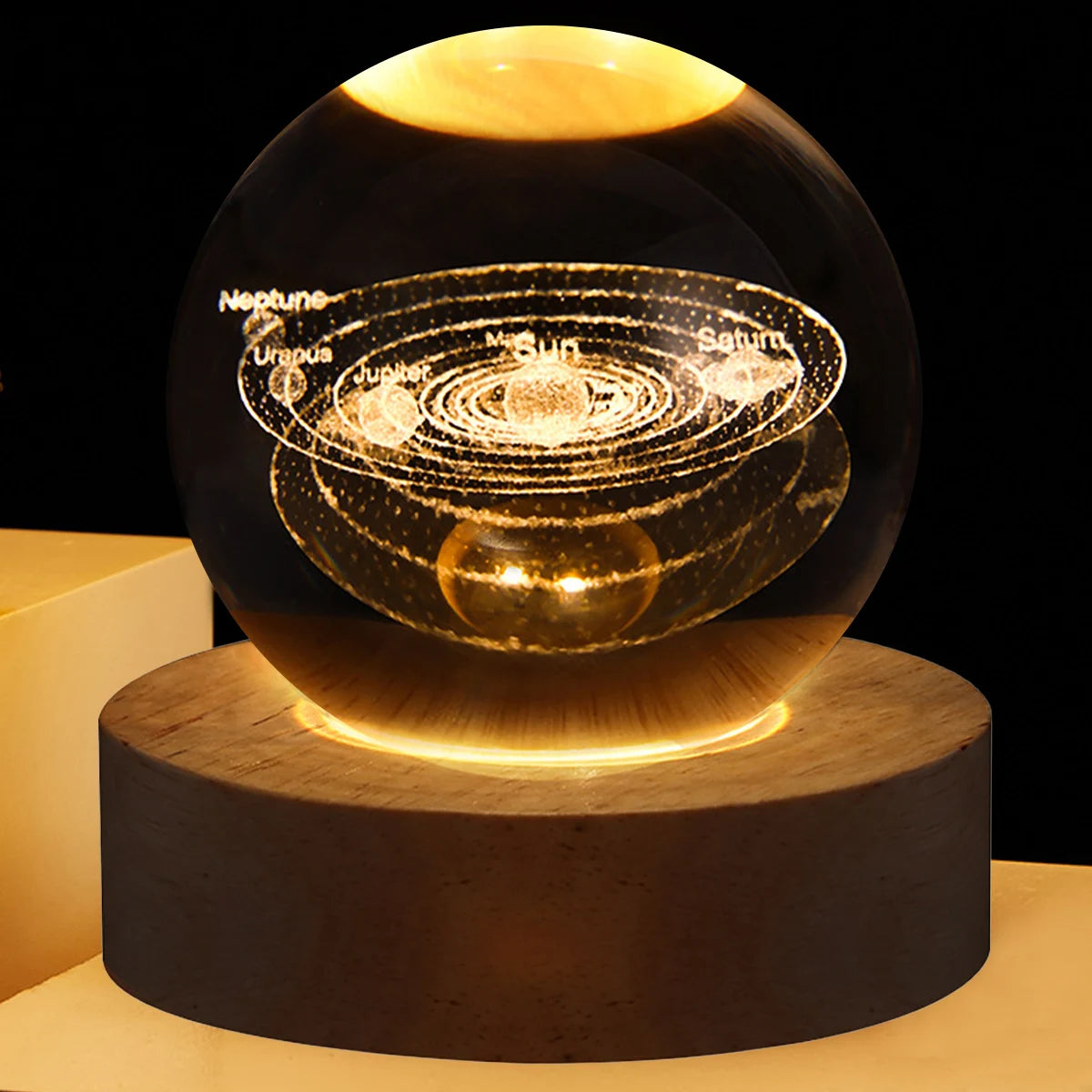 3D Glowing Planetary Crystal Ball Night Light