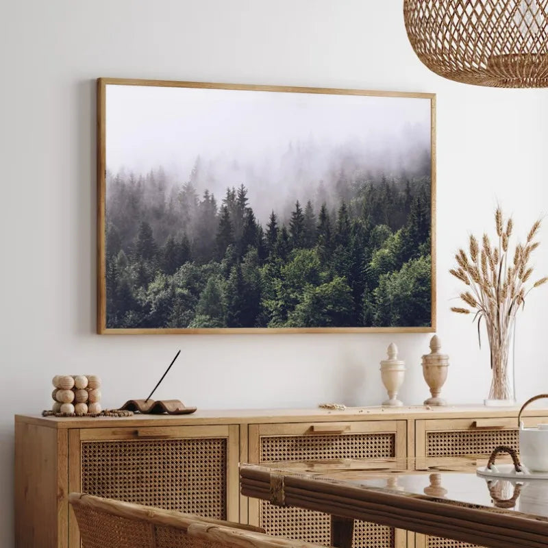 Foggy Mountain Green Forest Resting Waiting For The Sun Canvas