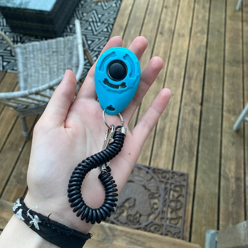 Dog Training Clicker Adjustable Wrist Strap Key Chain