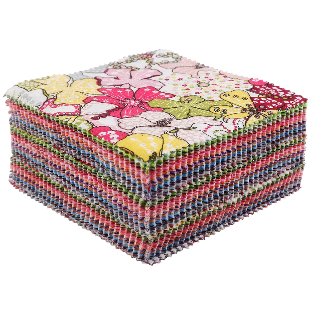 Haisen ,Random Mix Color Printed Thin Cotton Fabric Patchwork, Square Low Density Cloth Set For Quilting & Sewing Material 13*13cm