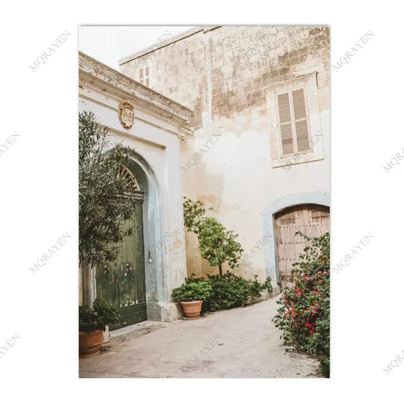 Scandinavian Bohemian Wall Art. Spanish Italy Puglia Architecture, Print on Canvas