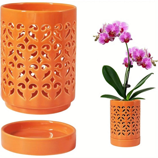 Ceramic Orchid Pot, Orchid Pots with Holes, Repotting, Planter Pot Indoor Outdoor