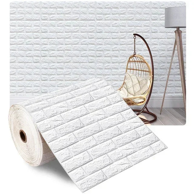70cmx1/5/10m 3DWallpaper Waterproof Decoration Self-Adhesive Foam Brick Wallpaper