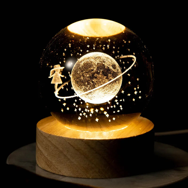 3D Glowing Planetary Crystal Ball Night Light