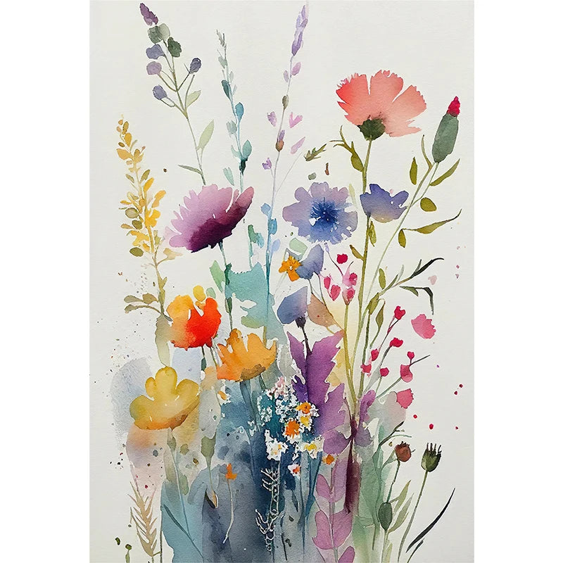 Watercolor Wildflowers Prints On Canvas Joyous Colors