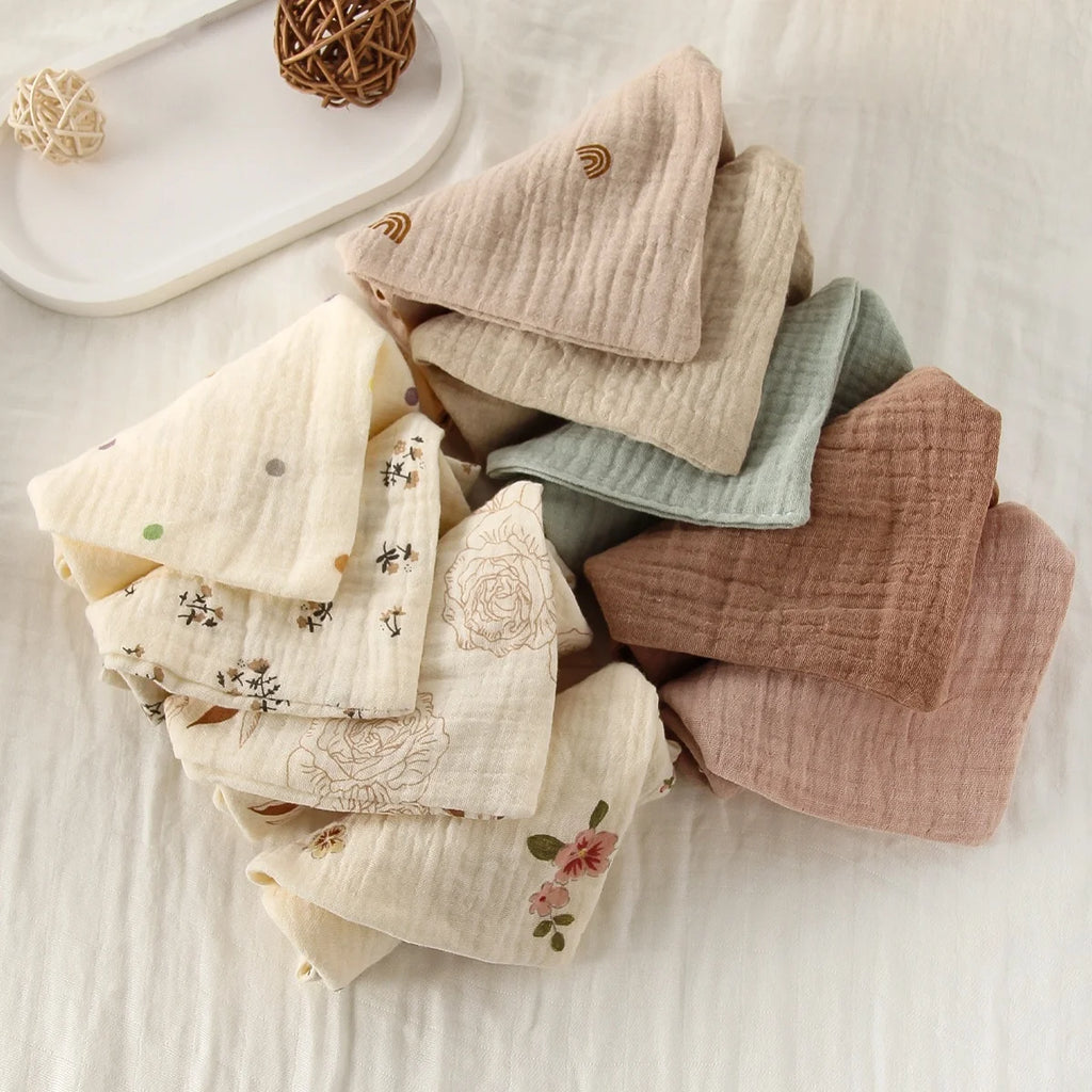 5 Baby Washcloths, Newborn Burp Cloth, Square Towels, 6 Layers Pure Cotton