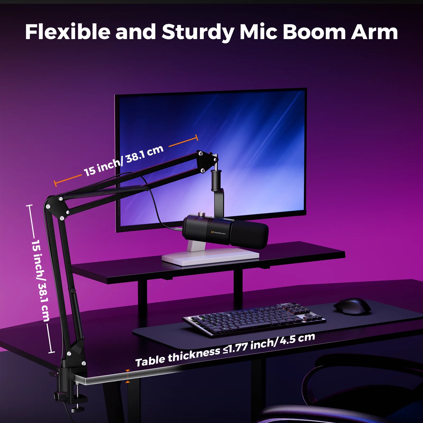NearStream USB XLR Dynamic Microphone Boom Arm Professional Mic