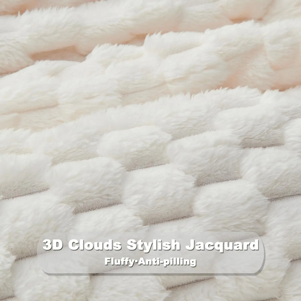 Super Soft Throw Blanket Ivory Premium Silky Flannel Fleece 3D Clouds All Season Use
