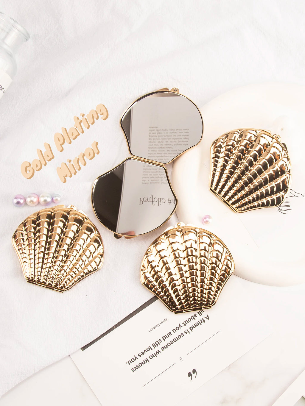 Golden Shell 2-Sided Makeup Mirror