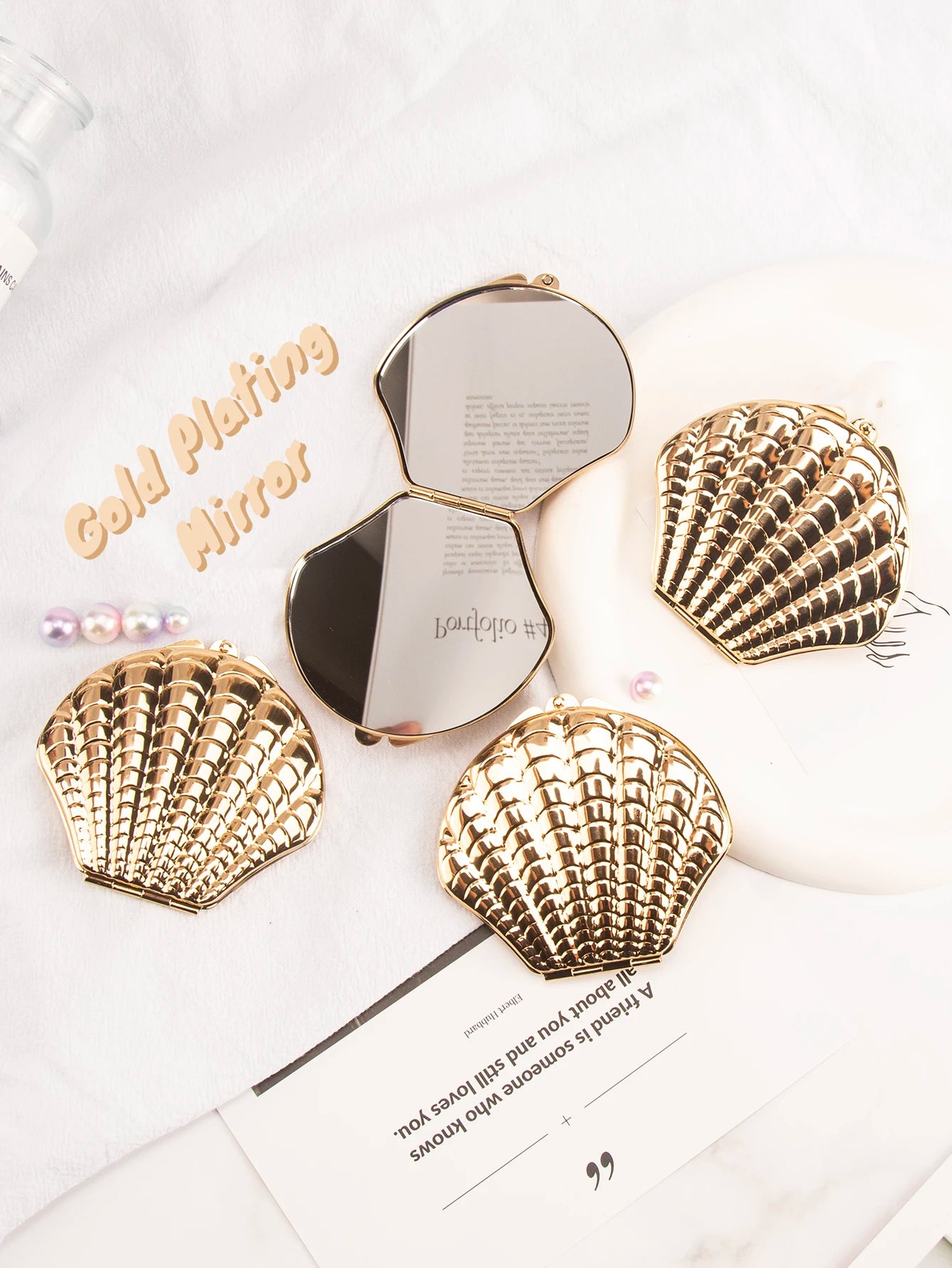 Golden Shell 2-Sided Makeup Mirror