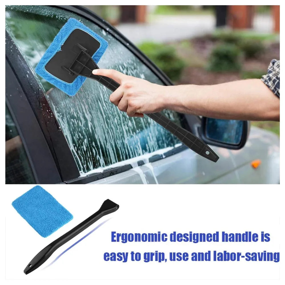 Car Windshield Cleaning Tool With Microfiber Pad.