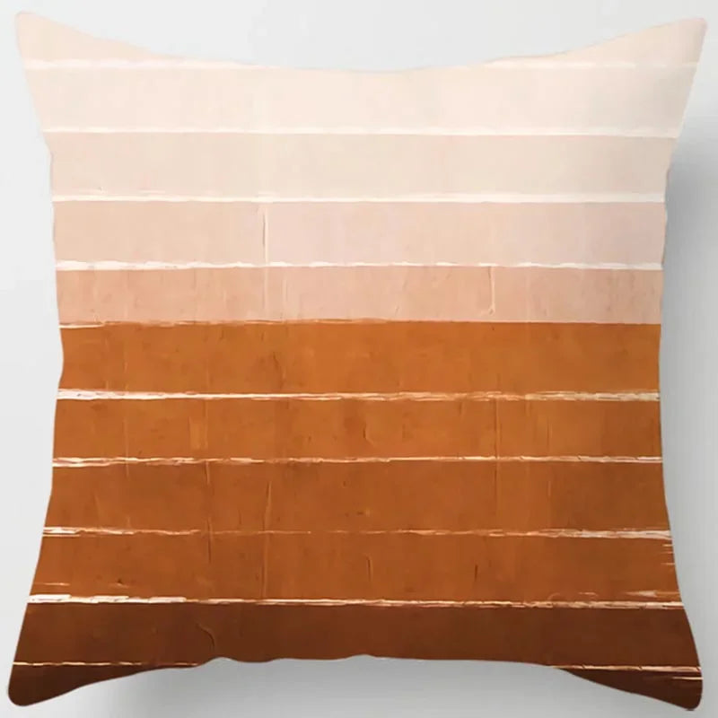 Brown Geometric Print Square Pillowcase Home Goods Car Sofa Cushion Cover