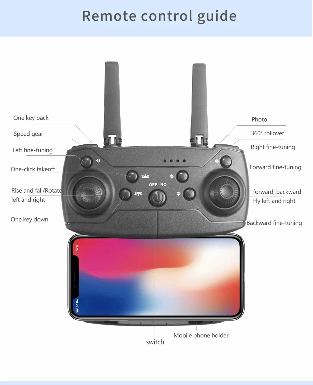 2024 E88Pro RC Drone 4K Professional with 1080p Wide Angle HD Camera Foldable Helicopter WIFI