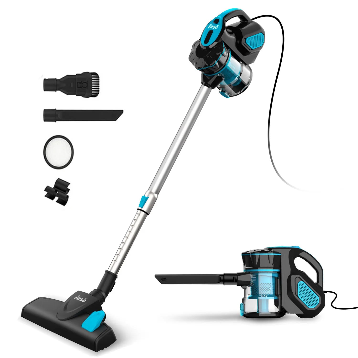 Vacuum Cleaner Corded, Powerful Suction, 600W Motor, Handheld or Stick