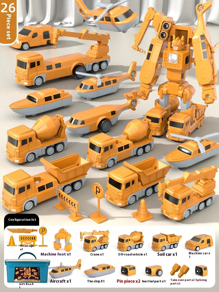 Children's Magnetic Toys Boys Building Block Assembly Construction Vehicles