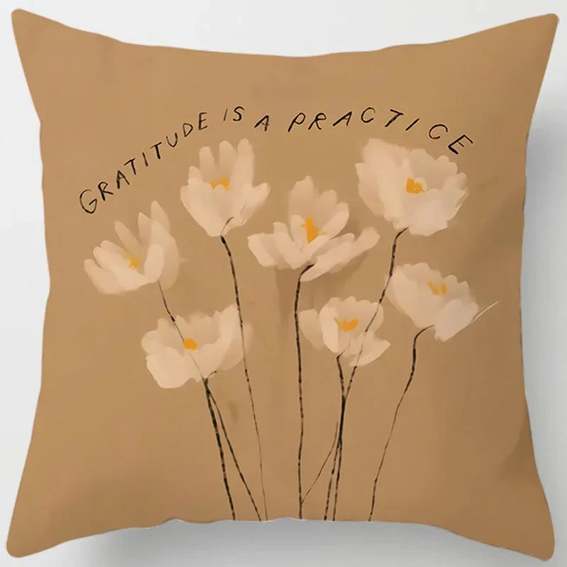 Brown Geometric Print Square Pillowcase Home Goods Car Sofa Cushion Cover