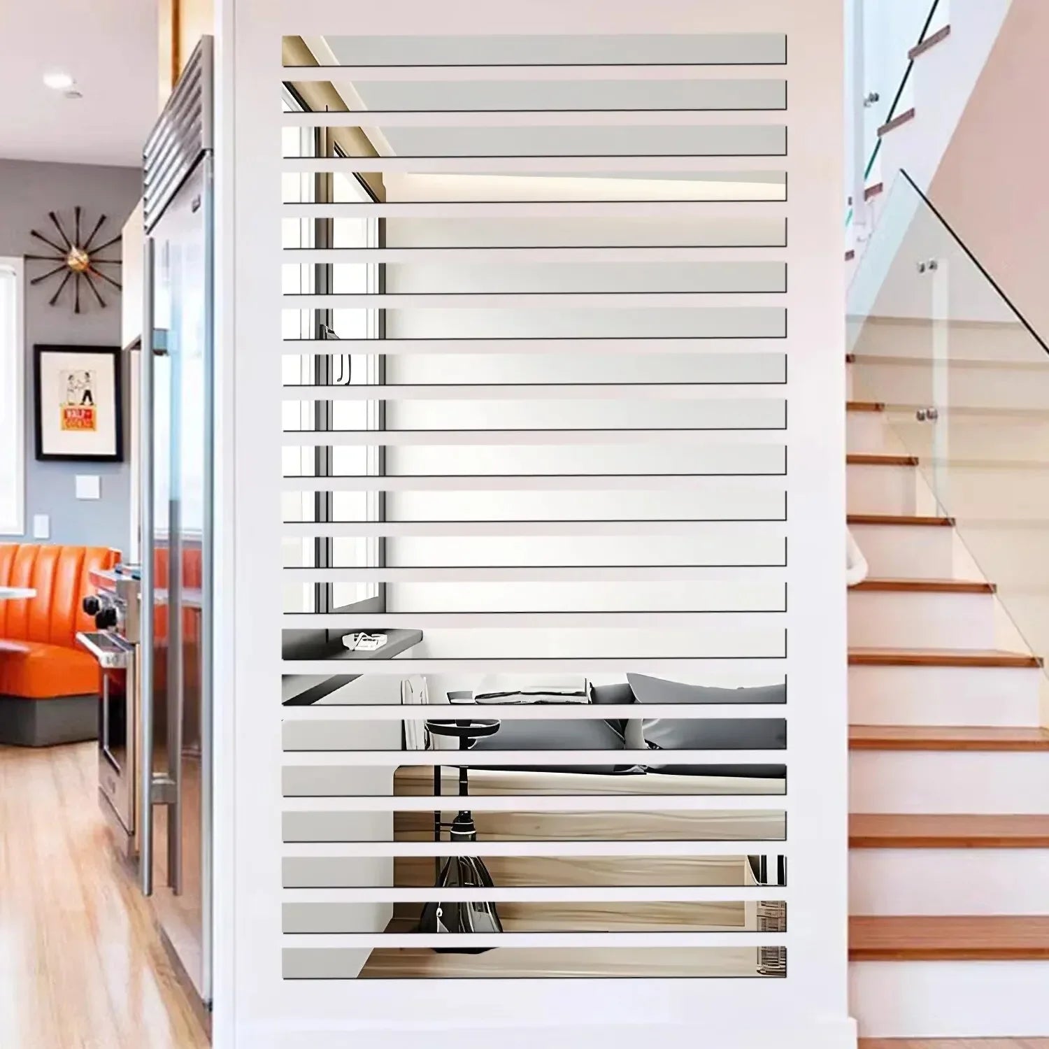 10pcs Strip Wall Mirrors Self-Adhesive Decorative Strips For The Home.